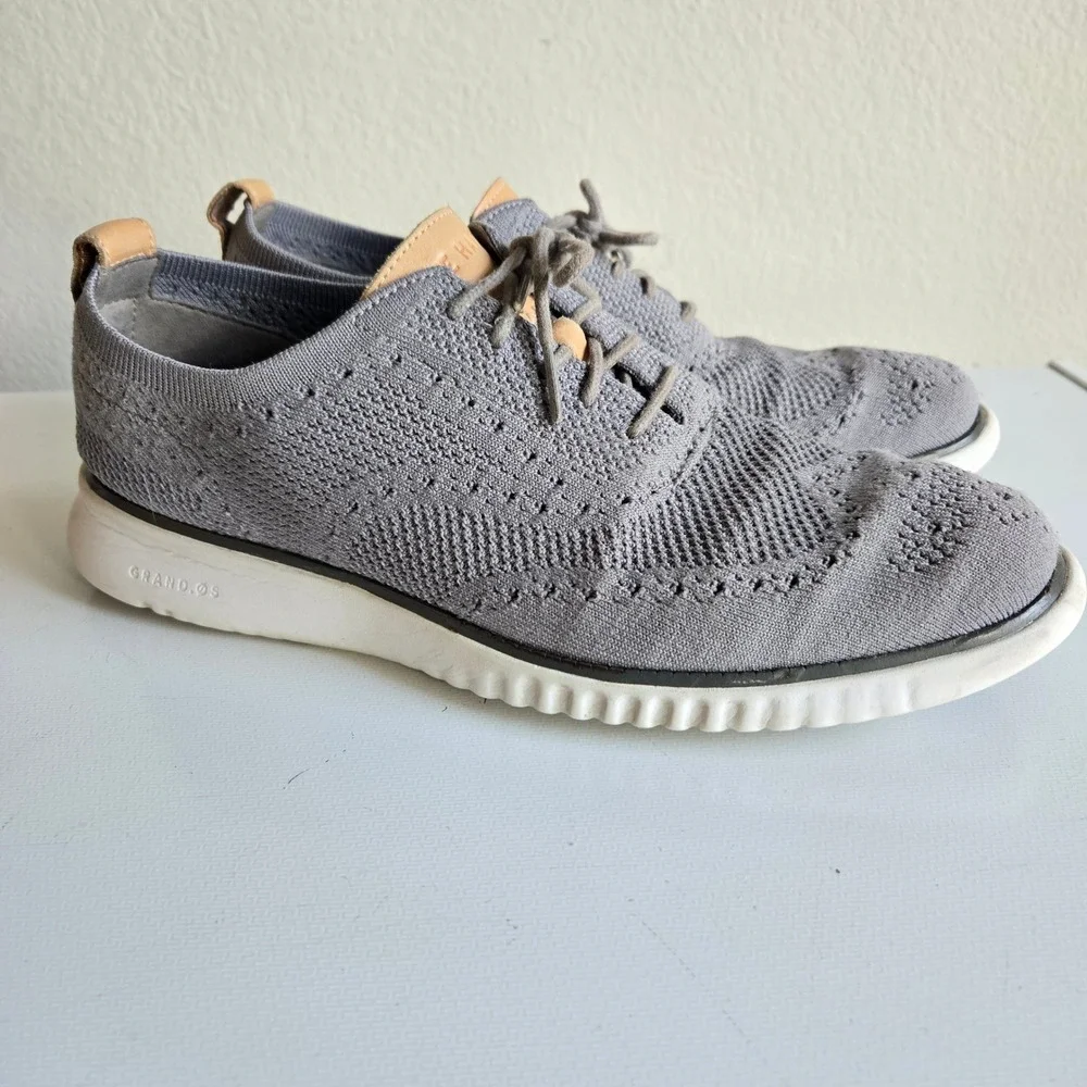 Cole Haan 2.Zerogrand Stitchlite Wingtip Oxford Grey Knit‎ Mens 9M C27947
